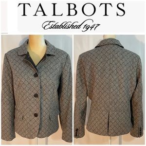Talbots Diamond Pattern Wool Dress Blazer.  Gray and Off White Size 14